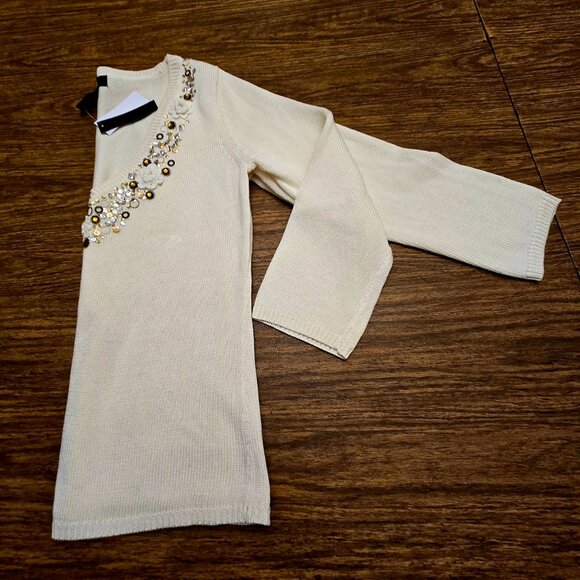 HENRY NEW YORK Women's 100% Cotton V-Neckline Beaded L/Sleeves Sweater - SML - Picture 9 of 13